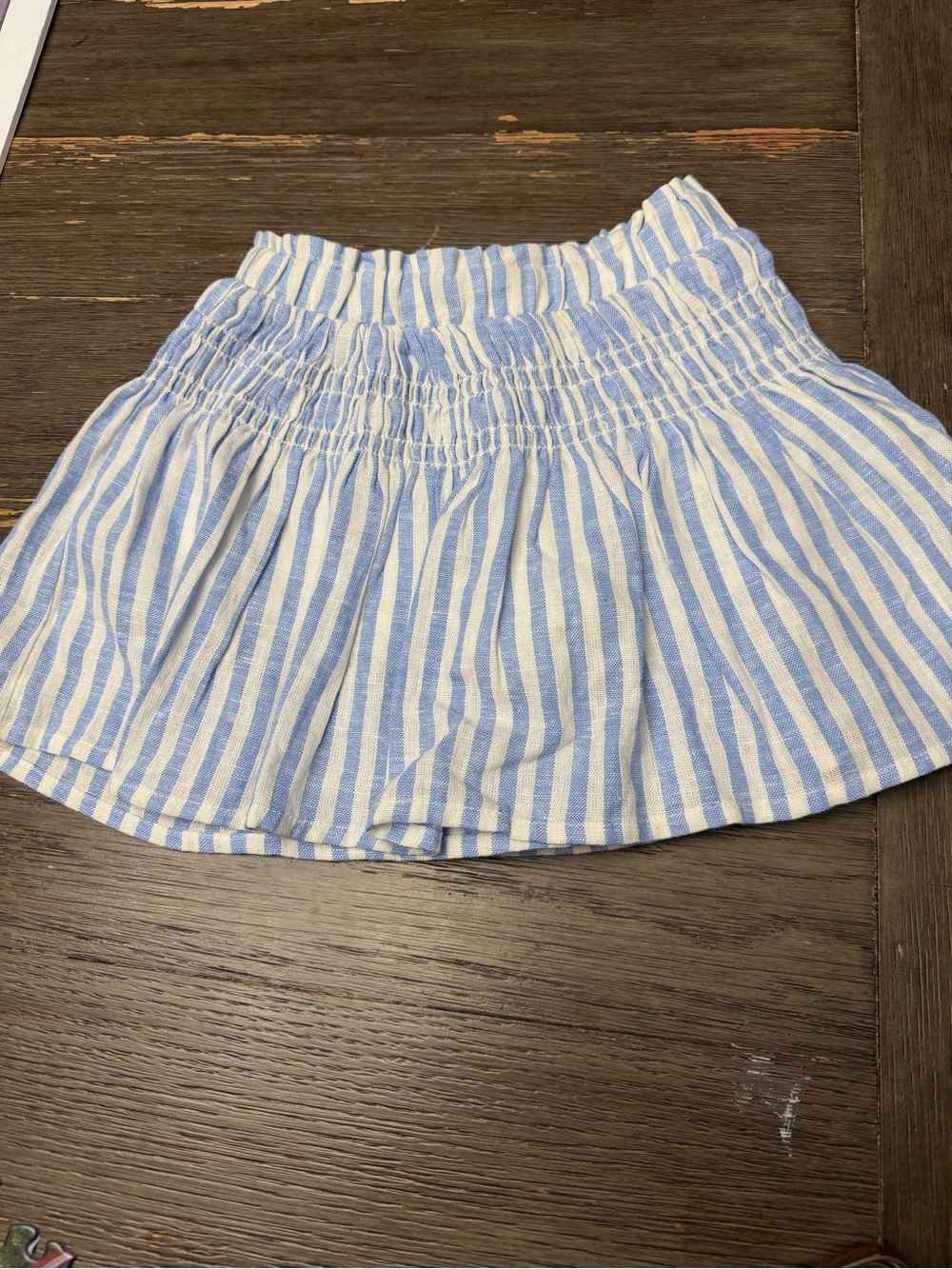 Cat & Jack Blue and White Striped Smocked Waist Skirt 4T